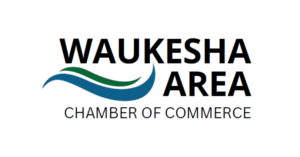 Waukesha Area Chamber of Commerce Logo with a stylized wave in the logo